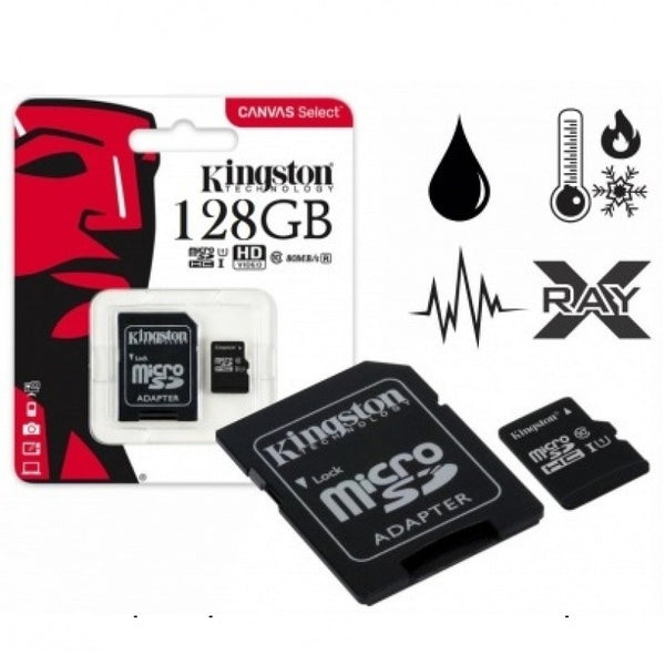 Memoria MicroSD con Adaptador Canvas Select 128 Gb Kingston